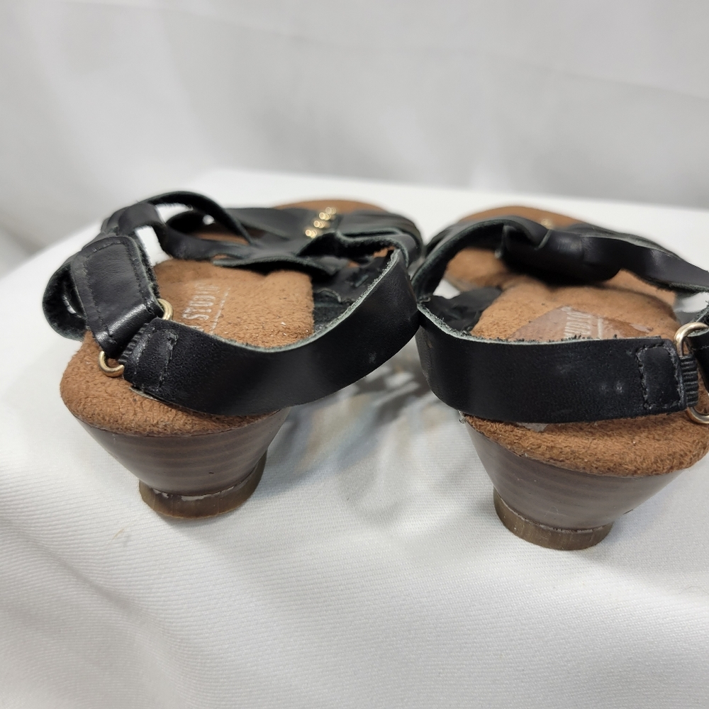 Salon Studio Black Adjustable Hook & Loop Ankle Strap Sandals Size 6M - Picture 4 of 9